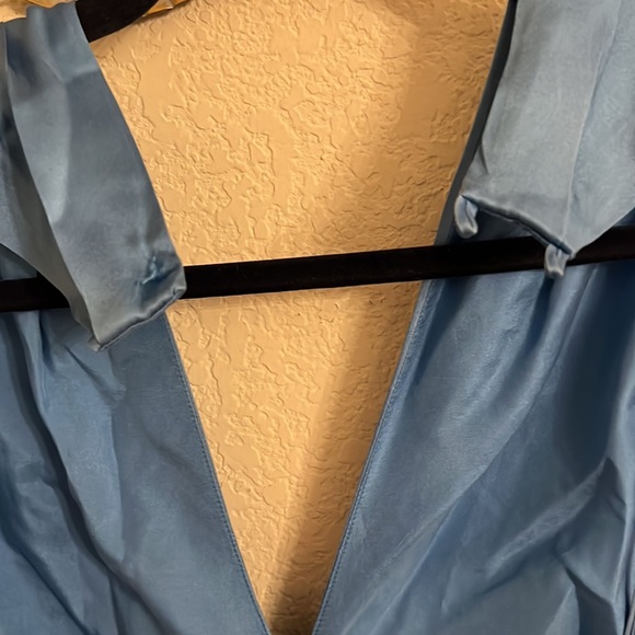 New - The Sei  Cross Wrap Halter Gown blue silk - Picture 13 of 16